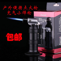 Classic Omai Inflatable Lighter Spray Fire Gun Windproof Straight Flush Small Welding Gun Hand-holding Small Spray Firearm Point Incense