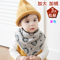 Korean winter plus velvet cotton thickened triangle towel baby button mouth water towel baby bib warm scarf