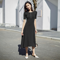 Black dress female summer long black skirt slim dress 2019 New temperament slim long skirt