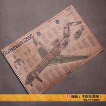 Retro decorative painting GULFSTREAM passenger aircraft structure diagram GULFSTREAM G550 photo frame picture core picture