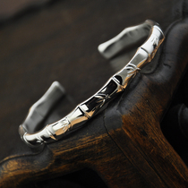 Classic fashion new bamboo seedlings silver bracelet opening simple fresh bamboo knee bracelet women vintage ethnic style
