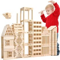  Early education wooden 200 pieces building stick model material Building blocks pile tower puzzle force toy Kindergarten corner middle class