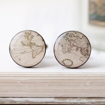 Ukraine Beautyspot original hand-made travel Europe and the United States literary retro style world map cufflinks spot