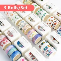 3 Rolls Washi Masking Tape Set Petal Animal Flower Paper Mas