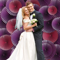 Purple Valentines Day theme wedding dance props wedding Display Area background decoration paper fan flower folding fan