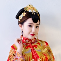 Bride Gold Hair Accessories Ancient Dress Show and Head Accessories Chinese Dragon Crested Coat Toast with accessories Accessories Suits of Han Suits Accessories