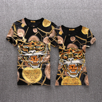 New tides in Europe and America 2021 Summer New products Short sleeves Mistress Numismatic Gold Lock Tiger head inlaid with male and female T-shirt blouses