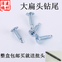 Galvanized large flat head drill tail screw self-tapping self-drilling screw dovetail nail drill color steel tile iron steel plate M4 2