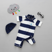 Hot spring new childrens one-piece swimsuit Boys baby Korean suit baby sunscreen quick-drying surf suit tide