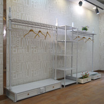 High-end clothing store hanger display rack Floor-standing wrought iron clothes rack with drawer Nakajima rack White display rack