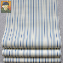United States imported pure paper wallpaper special clearance European-style blue vertical stripe childrens room bedroom wallpaper
