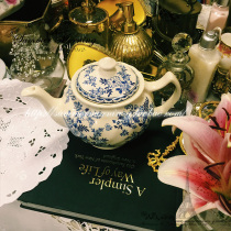 ESHABBY export to Europe and the United Kingdom luxury brand W relief cobalt blue hand-painted floral afternoon Tea Teapot