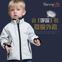 Harvey baby outdoor childrens clothing spring and autumn childrens assault clothing boys and girls soft shell plus velvet jacket baby assault clothing