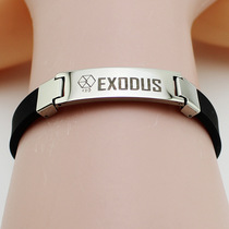 EXO 2nd Series EXODUS Flat Titanium Steel Bracelet Creative Design Simple Versatile Fashion Ins Style Stainless Steel Bracelet