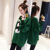 Pregnant women Spring suit fashion 2021 New pregnant women plus velvet tide mother Autumn Winter long sleeve top two sets