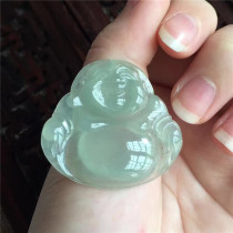 (Mingkai Jade) Natural A- cargo jade ice planting light Buddha Gong Pendant
