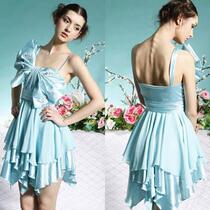 Sexy blue sling star catwalk show party banquet toast dress