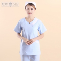 New Nurse Suit Woman Han Edition Handwashing Clothes Summer Dress Brushed Handclothes Short Sleeve Oral Split Suit Workwear NP-78