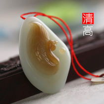 Yurun Yupin Hetian Jade sugar white jade goose pendant Russian good luck pendant male and female jade pendant with certificate