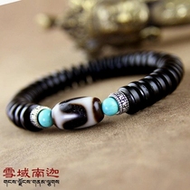 Tibet natural chalcedony old mine high purity tiger tooth beads send natural Hubei turquoise accessories coconut shell hand string