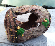 Fish tank decoration acrylic climbing pet box jewelry landscaping simulation wooden barrel Spider escape hole pet hamster cabin