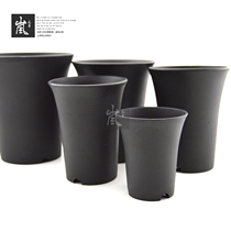 High waist round black white Vientiane pot fleshy flowerpot frosted plastic flowerpot Laozhuang pot twelve rolls