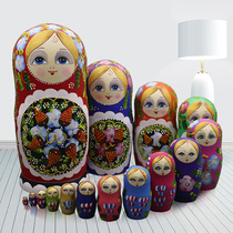 Popular toys educational childrens birthday gift crafts hand-painted Russian features imported nesting dolls 15 layers
