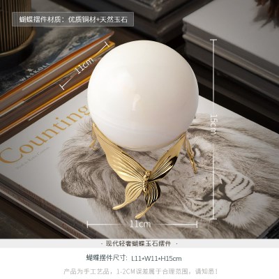 Light luxury simple pure copper natural jade ornaments living room TV y cabinet study Nordic style soft home decoration