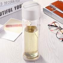 Fuguang portable large capacity glass cup Double-layer portable crystal cup Large capacity 680ml tea cup