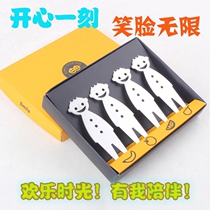 Happy Smiley stainless steel fruit fork cute little people Fruit sign cake fork dessert creative small gift set