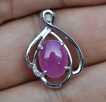 18K platinum rose red Natural ruby pendant crystal clear head good color beautiful value