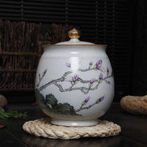 Jinguan kiln tea tank ceramic Chinese style Ru kiln tea tank open piece large tea tank sealed storage 250g pack