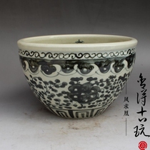 Jingdezhen imitation Ming Wanli Qing flower Porcelain Green Flowers Fish Algae Grain Jar Rohan Cylinder Fish Tank Antique Old Stock Collection Pendulum