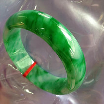 High-end ice species hydrated green female jade bracelet wide version of old pit certificate natural Myanmar jade jade bracelet