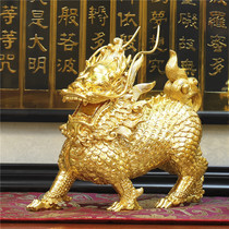 Taiwan pure copper paste gold unicorn ornament a pair of fortune home foyer living room foyer office gift ornaments
