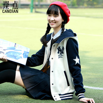 Girl autumn and winter clothes New slim hooded clothes Korean version of long spring coat student college style baseball uniform