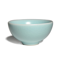 Taiwan ceramic artist Jiang Yu Law Kiln Ru Kiln Sky Blue flat mouth cup glaze color warm and delicate open piece fidelity