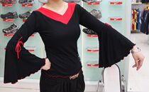 Mercerized cotton womens double V-collar big trumpet sleeve dance jacket dance suit square dance costume body practice
