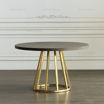 Nordic wrought iron solid wood large round table loft casual round cafe table Modern simple round dining table negotiation table