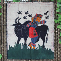 Cotton wall hanging batik painting cattle restaurant bar decoration Yi characteristics Yunnan handicrafts ethnic style mural