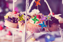 Fruit pool decoration small umbrella sign windmill fruit sign fruit fork cake 50 color film Windmill