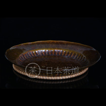 Japanese fruit plate Japanese fruit machine raw horse inside and outside hammer line yellow bronze fruit plate original import