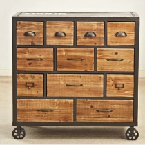 American countryside retro iron art doing old solid wood furniture locker storage cabinet creativity 12 draw with wheel cabinet bucket cabinet