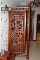 East Yang Wood Carving Chinese Style Furnishing Imitation Ancient Solid Wood Hollowed-out Carved Flower Doors And Windows Partition Xuanguan Screen TV Background Customization