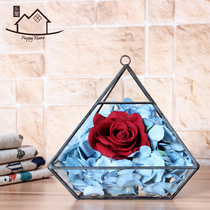 Immortal flower gift box glass flower room geometric micro landscape succulent plant ecological bottle cover creative ornaments crafts