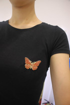Ancient vintage enamel glazed glazed butterfly inlaid with stereo red butterfly bras