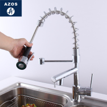 German pull-out kitchen faucet Hot and cold all copper rotatable telescopic sink sink spring faucet