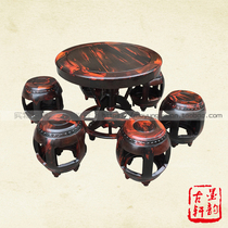 Classical mahogany furniture Laos black rosewood drum table a piece of wood without joint splicing drum table red rosewood dining table special offer