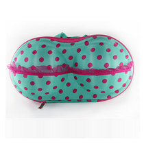 Fashion portable travel anti-pressure breast bag underwear bra storage bag chest box raised with mesh belt handle