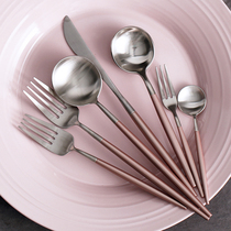 WUXIN knife and fork set Western full set of household European spoon three-piece Western 304 stainless steel steak tableware